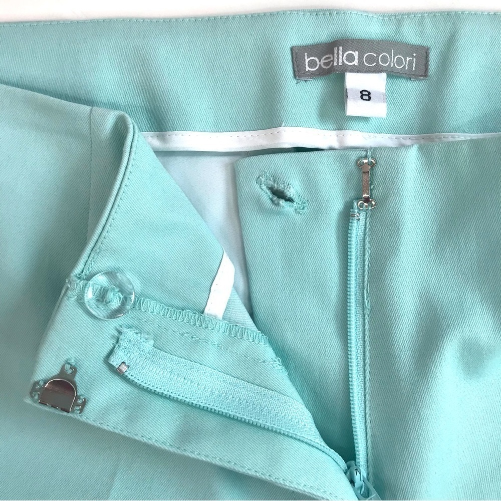 BELLA COLORI Aquamarine Teal Pastel High Waist Tailored Slacks Pants Size 8 - Picture 10 of 16